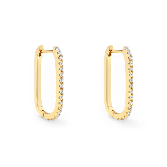 Square Pave Hoop Earrings