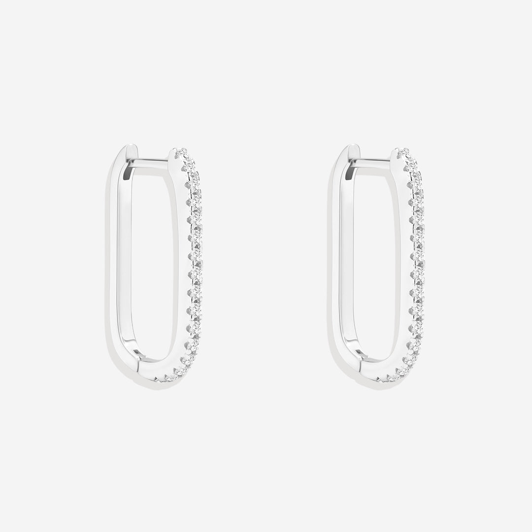 Square Pave Hoop Earrings