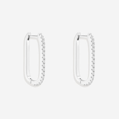 Square Pave Hoop Earrings