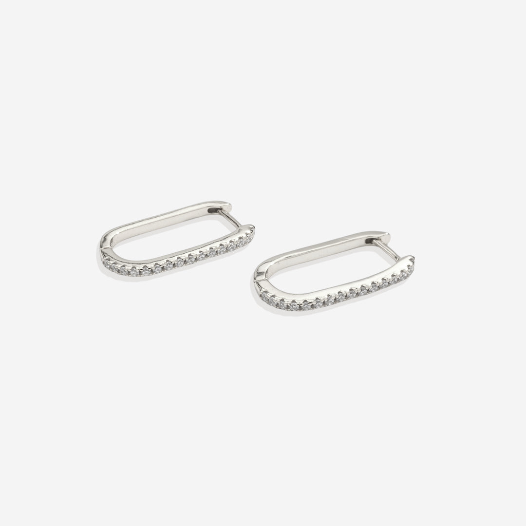 Square Pave Hoop Earrings