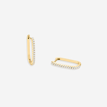 Square Pave Hoop Earrings