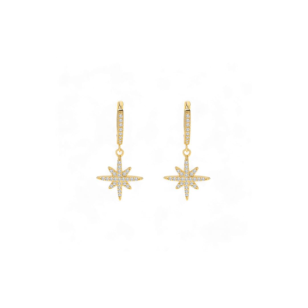 Starburst Drop Huggie Earrings