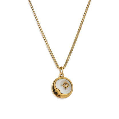 Mother of Pearl Moon Pendant Necklace