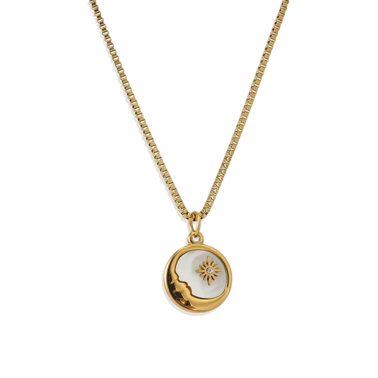 Mother of Pearl Moon Pendant Necklace