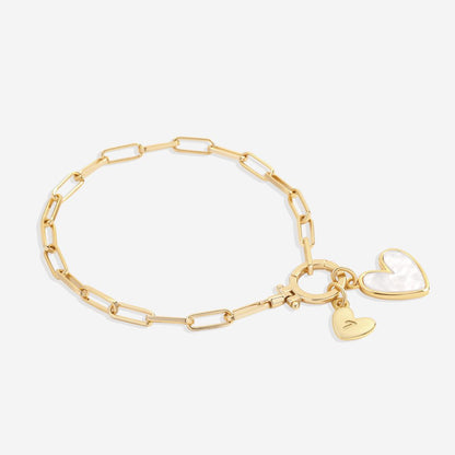 Mother Of Pearl Initial Heart Charm Bracelet