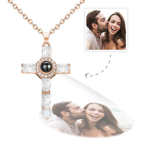 Custom Photo Necklace Cross Commemorative Gifts