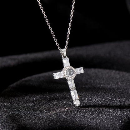 Custom Photo Necklace Cross Commemorative Gifts