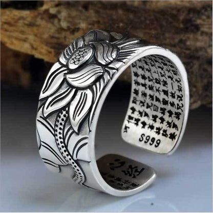 The Heart of Lotus Sutra Ring - For Purity & Wisdom