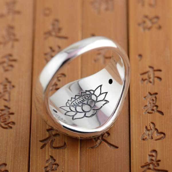 Lotus Mantra Ring – Om Mani Padme Hum - Silver, Gold