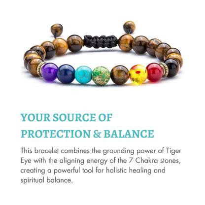 Tiger Eye Chakra Bracelet - Protection & Balance