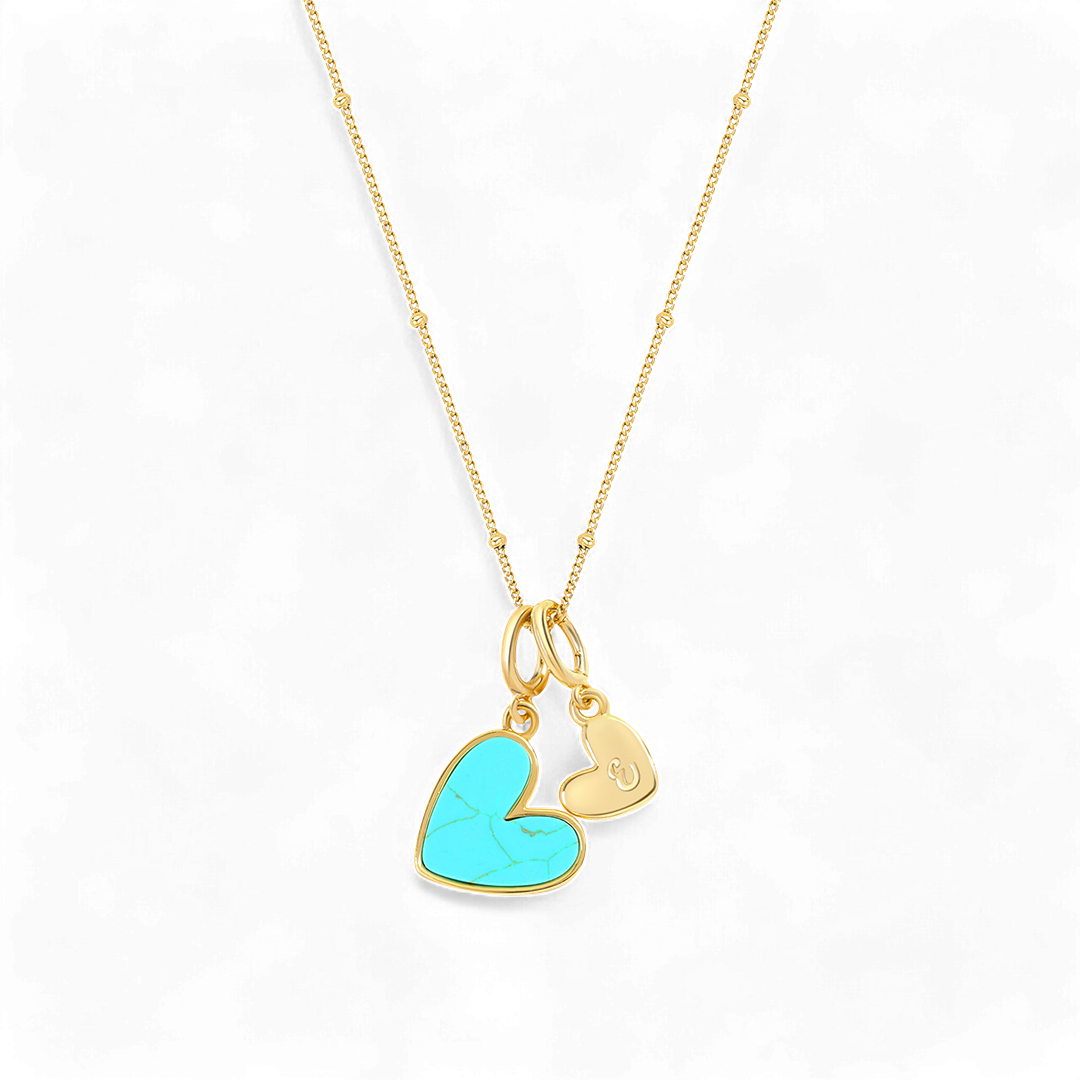 Turquoise Initial Heart Necklace