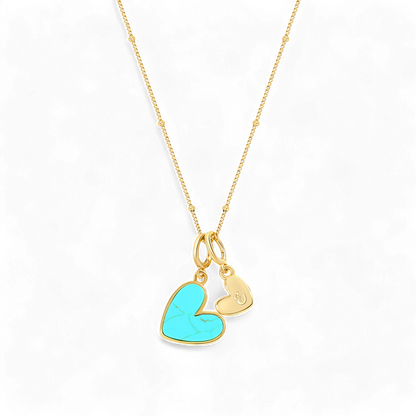 Turquoise Initial Heart Necklace