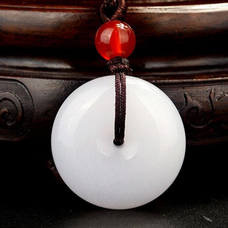 White Jade Disk Necklace - For Purity & Good Things