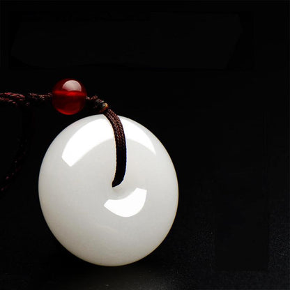 White Jade Disk Necklace - For Purity & Good Things