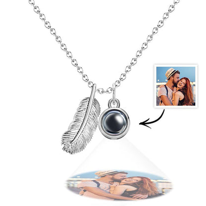 Custom Feather Photo Necklace