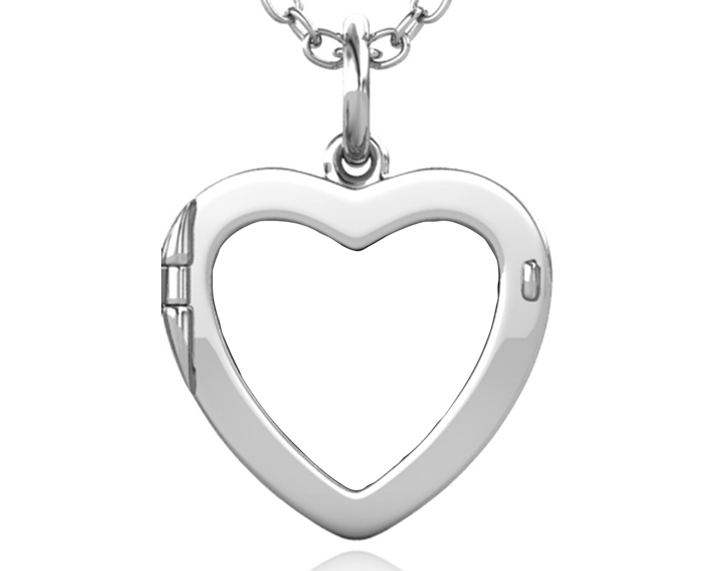 Heart Photo Locket Necklace with Picture Inside - Silver