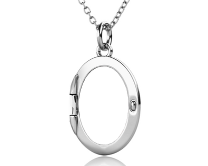 Photo Locket Necklace with Picture Inside - Silver