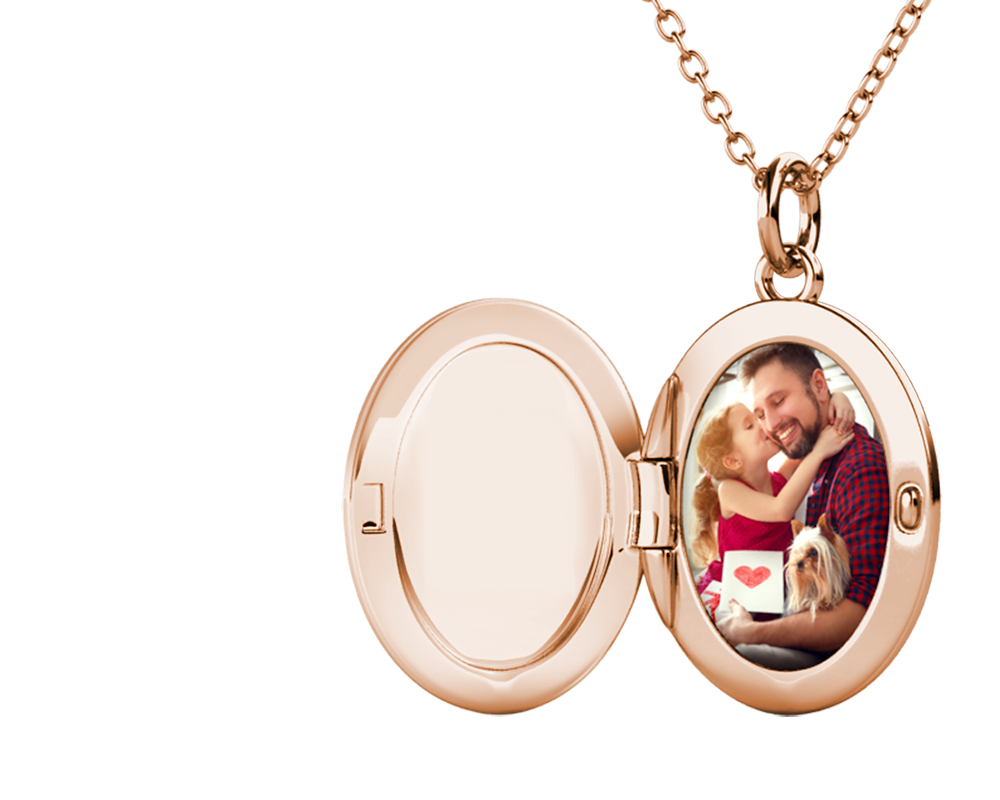 Photo Locket Necklace with Picture Inside - Rose Gold