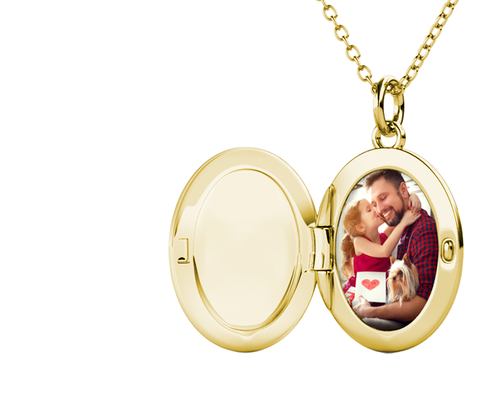 Photo Locket Necklace with Picture Inside - Gold