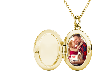 Photo Locket Necklace with Picture Inside - Gold