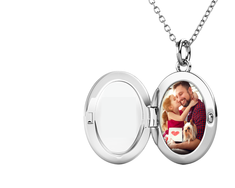 Photo Locket Necklace with Picture Inside - Silver