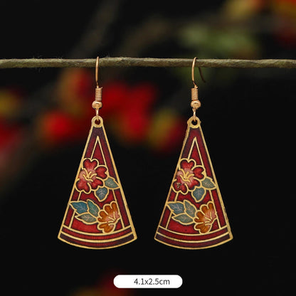 Buddha Stones Lotus Butterfly Flower Alloy Copper Enlightenment Drop Earrings