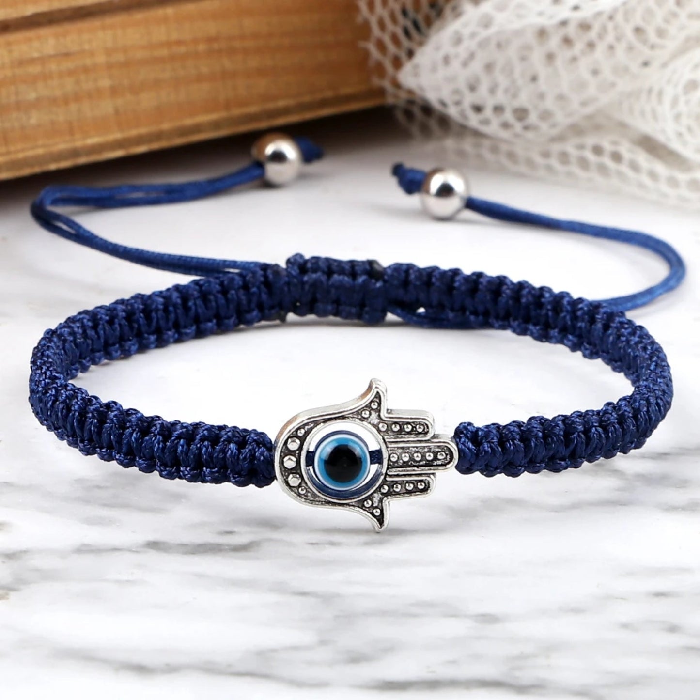 Adjustable Braided Evil Eye Bracelet