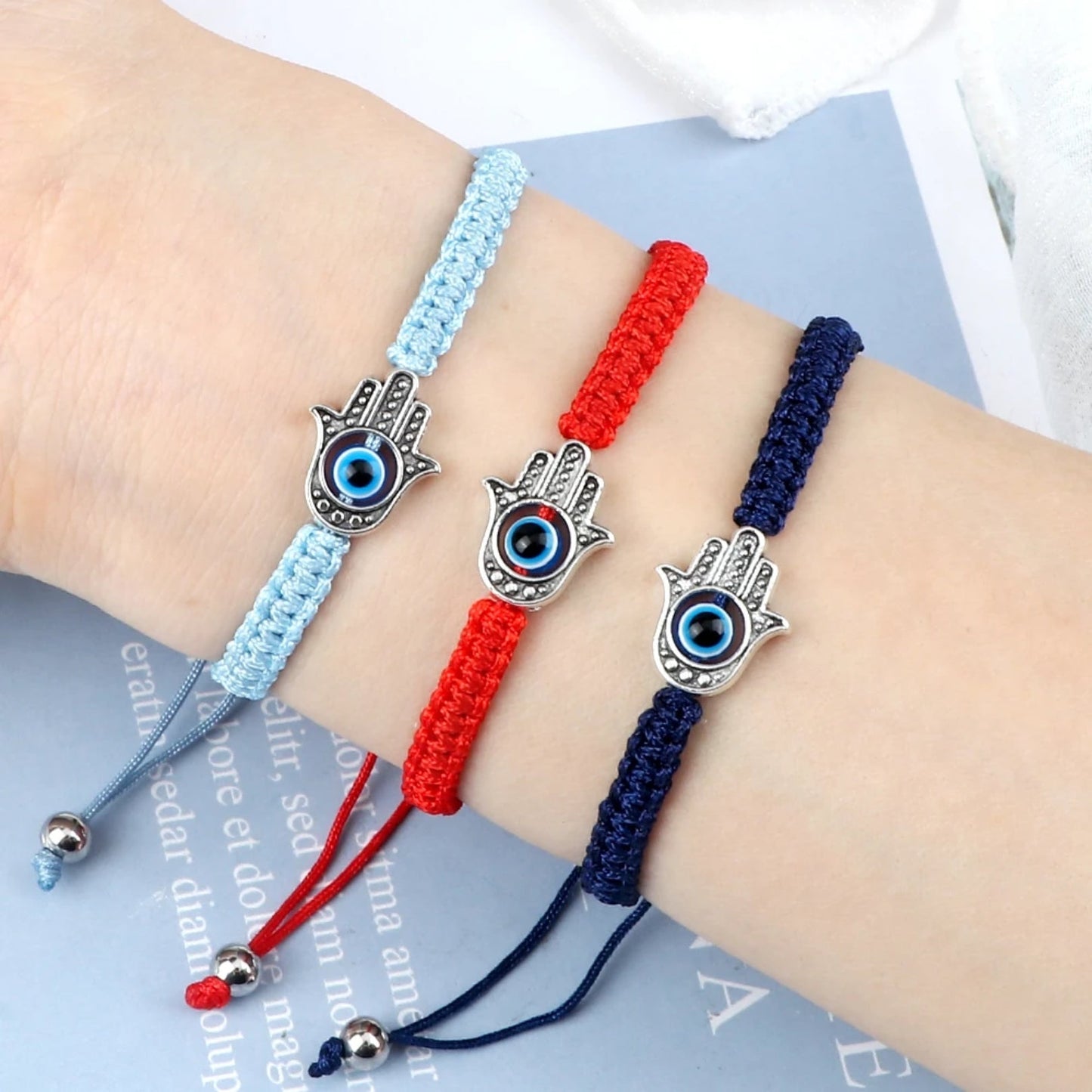 Adjustable Braided Evil Eye Bracelet