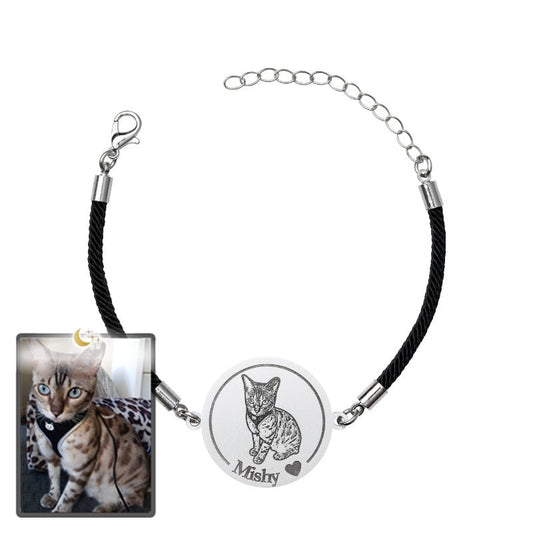 Adjustable Medallion Cat Memorial Bracelet