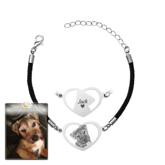 Adjustable Silhouette Halo-Heart Life-Like Dog Bracelet