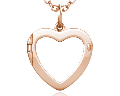 Angel Wings Heart Photo Locket Necklace with Picture Inside - Rose Gold