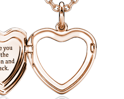 Heart Locket Necklace with Picture Inside - Rose Gold