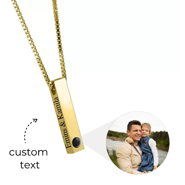 Bar Photo Necklace with Custom Text