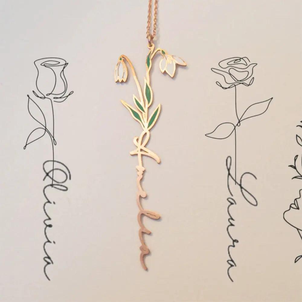 Birth Flower Name Necklace