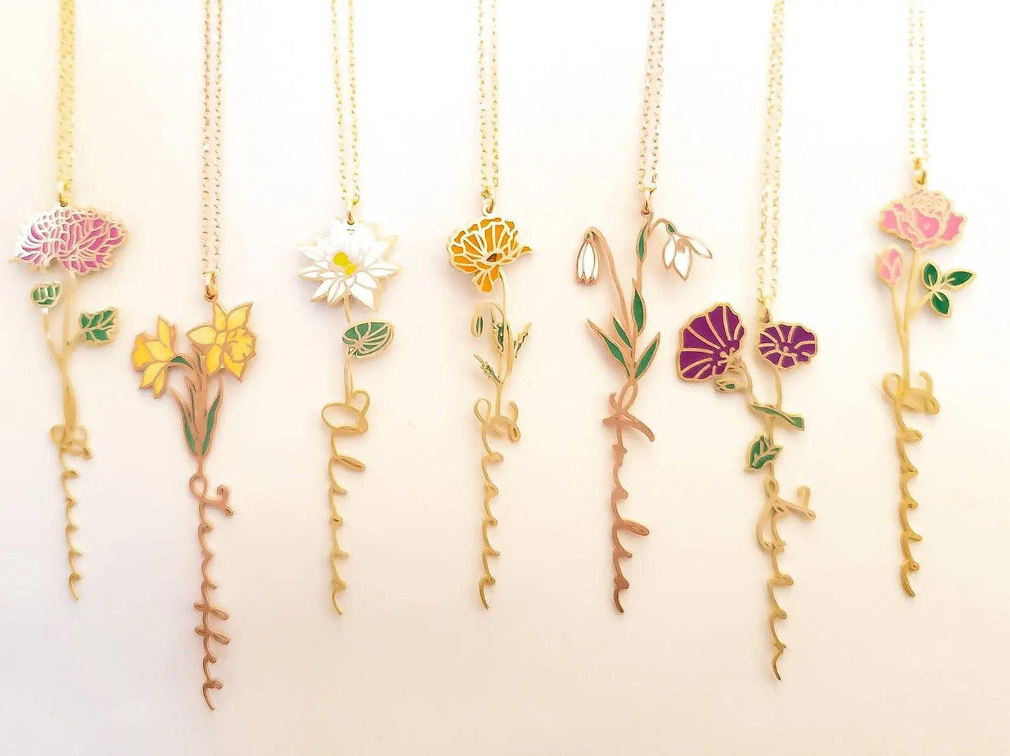 Birth Flower Name Necklace