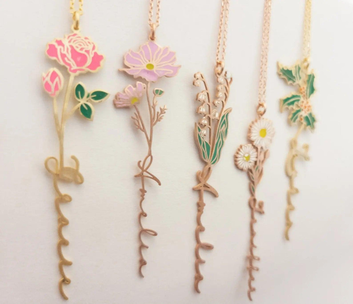 Birth Flower Name Necklace