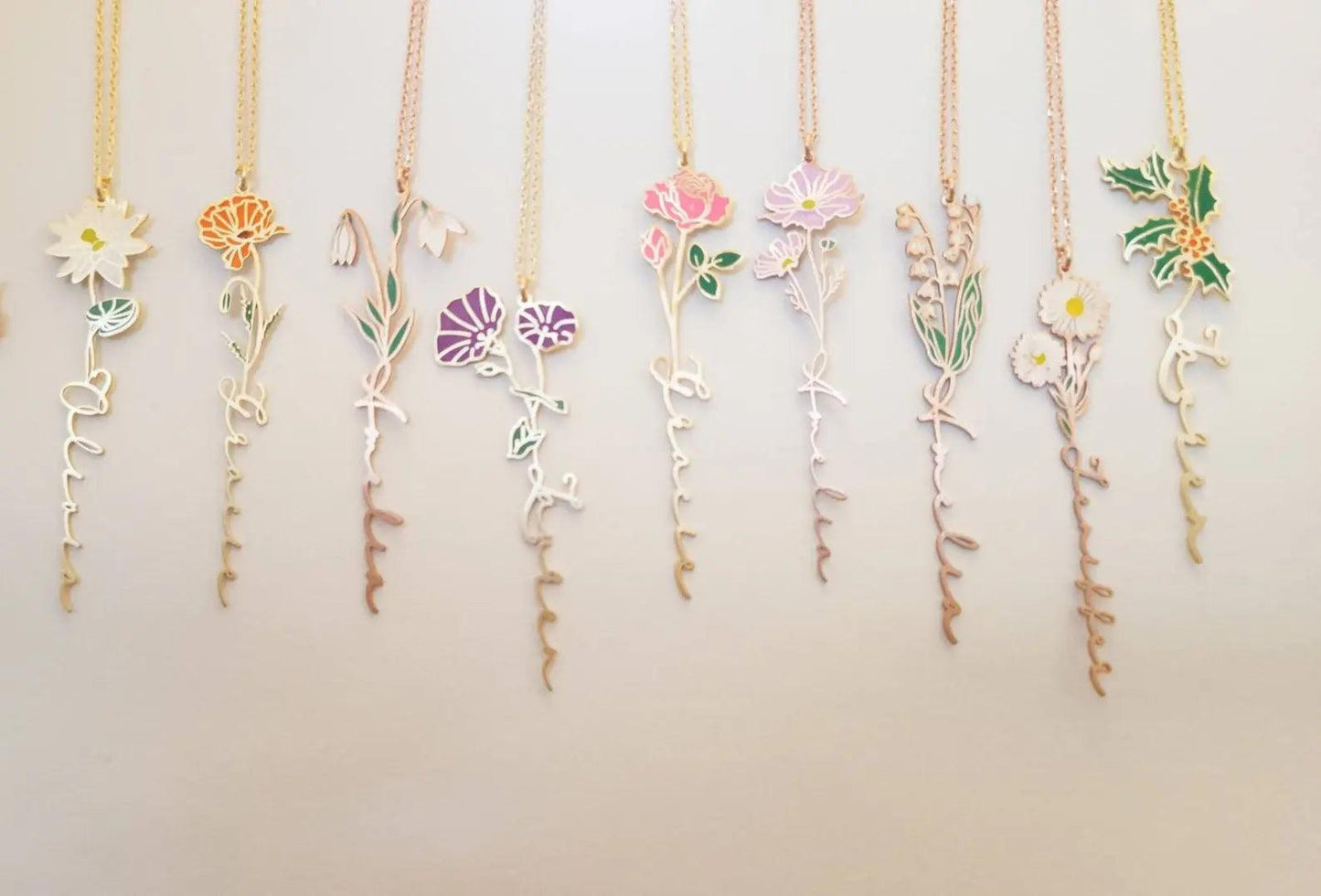 Birth Flower Name Necklace