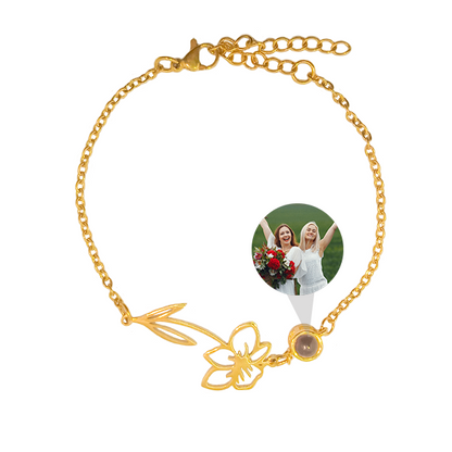 Custom Birth Flower Bracelet with Hidden Photo