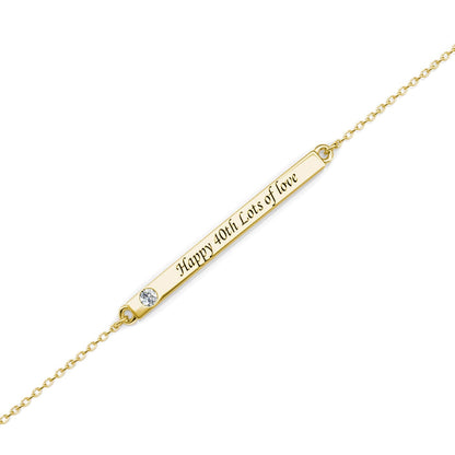 Birthstone Bar Bracelet with Engraving