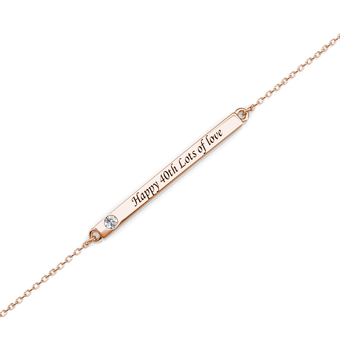 Birthstone Bar Bracelet with Engraving