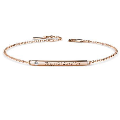 Birthstone Bar Bracelet with Engraving