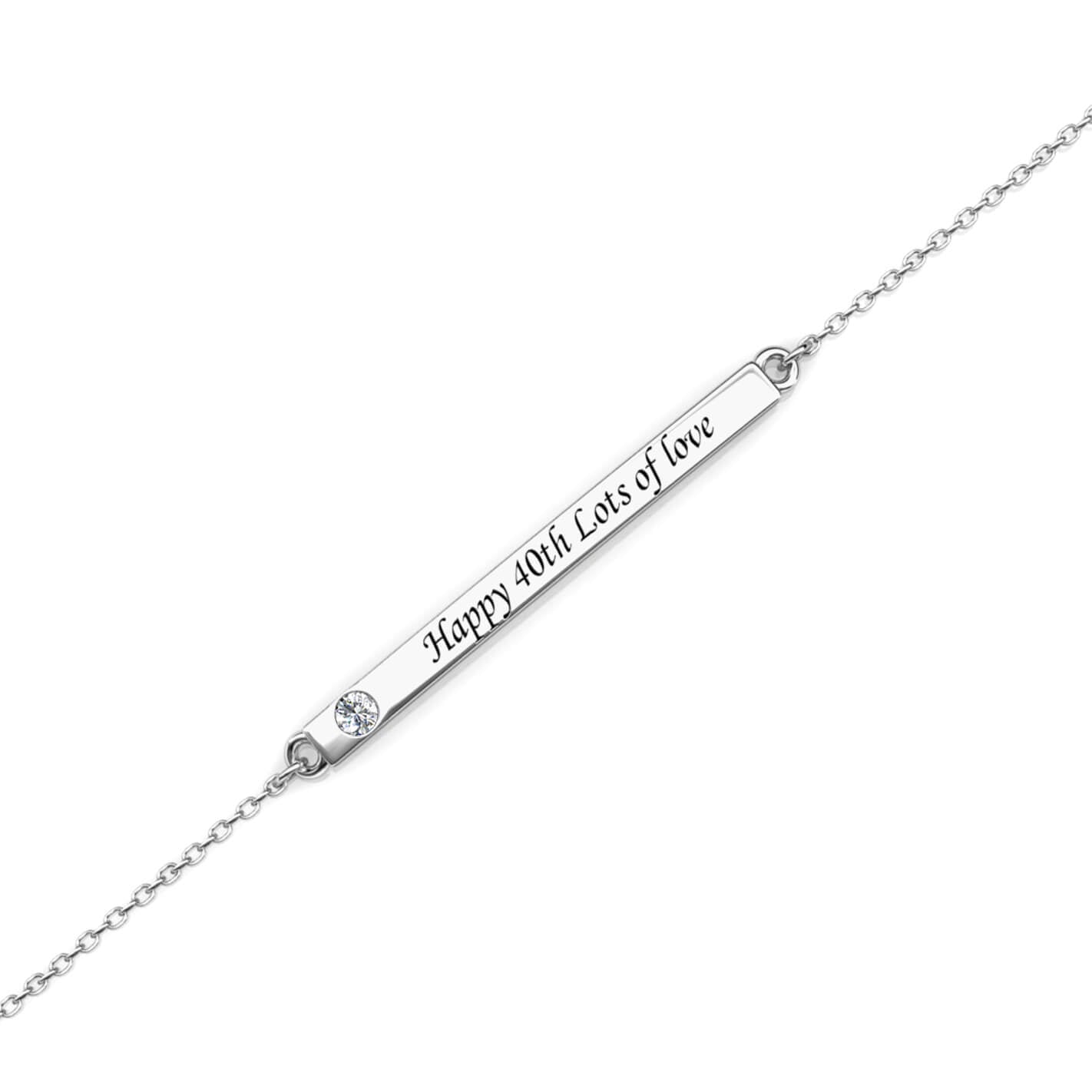 Birthstone Bar Bracelet with Engraving