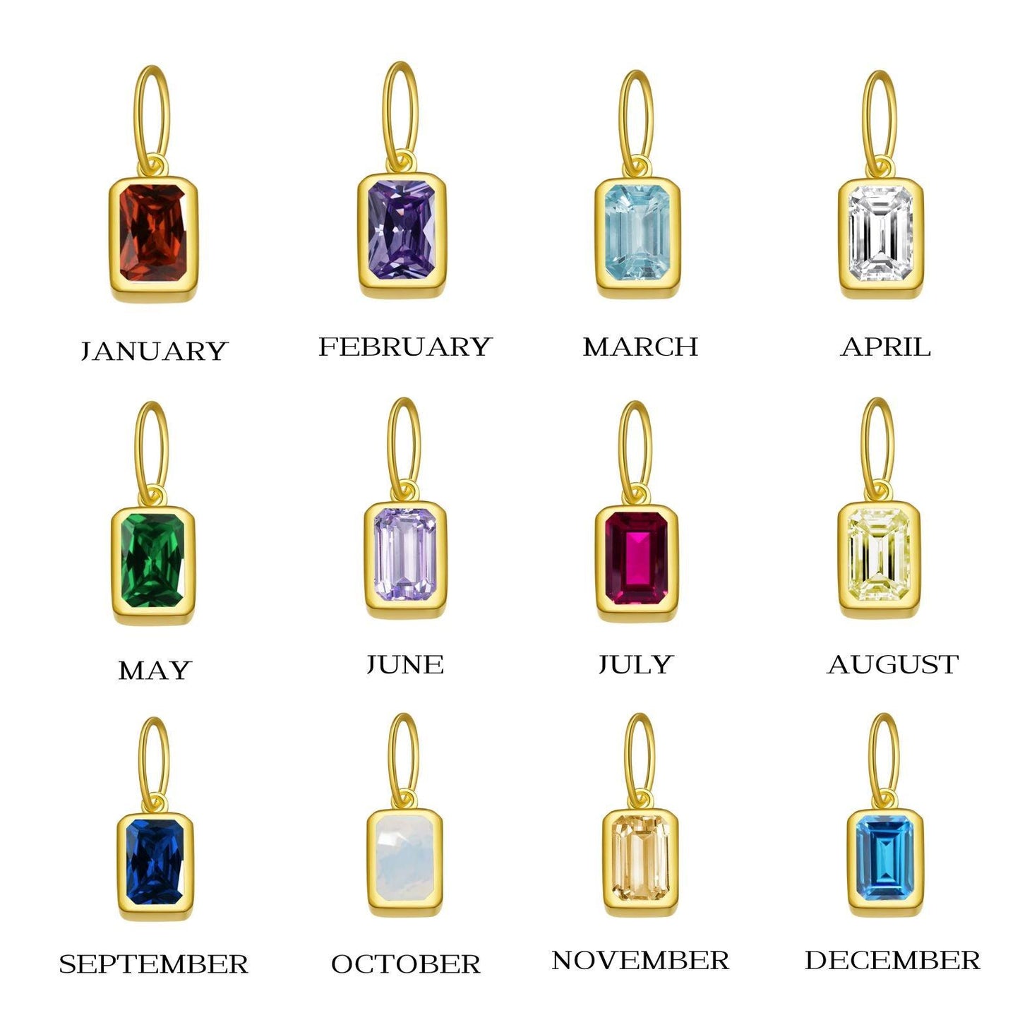 Birthstone Initial Pendant Necklace