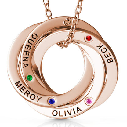 Russian 4 Ring Necklace with 4 Birthstone