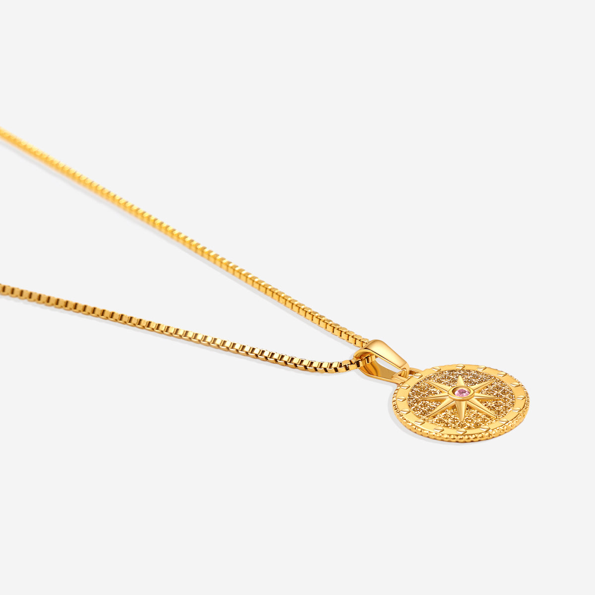 Birthstone Compass Pendant Necklace