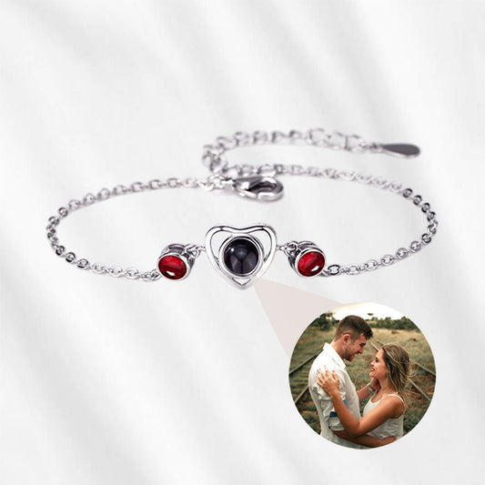 Birthstone Projection Bracelet Heart Pendant