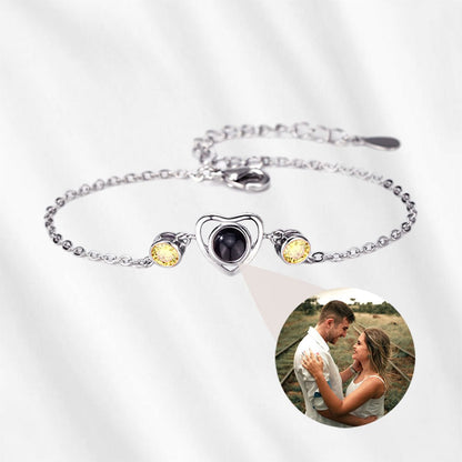 Birthstone Projection Bracelet Heart Pendant