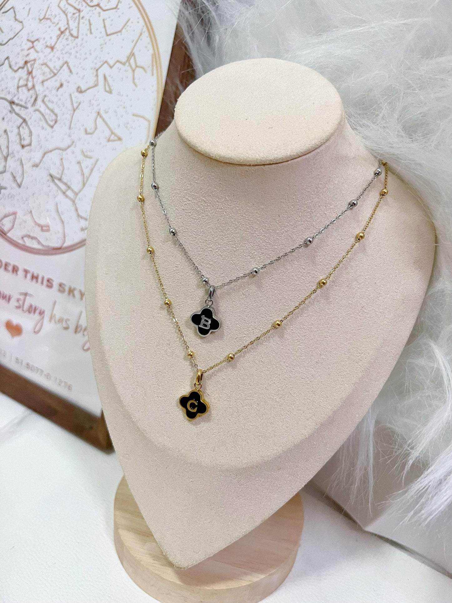 Black Onyx Clover Necklace