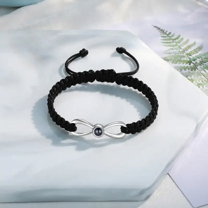 Braided Rope Infinity Charm Projection Photo Bracelet with Picture Inside | 3 Colours