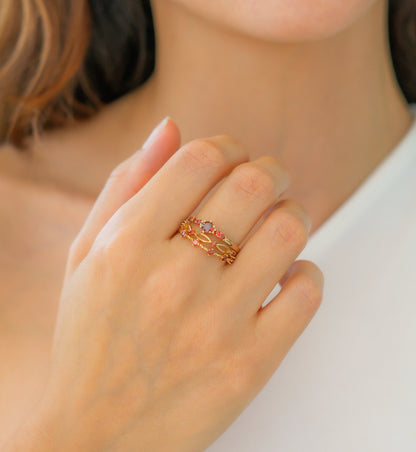 Braided Birthstone Stacking Ring Set